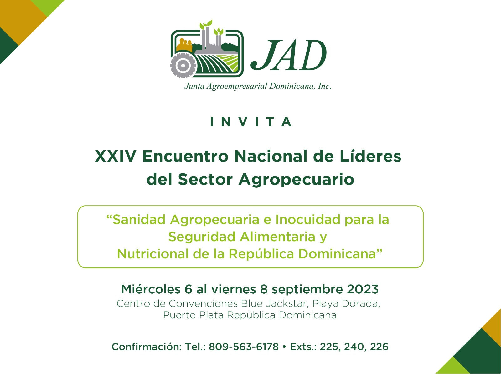 JAD celebrará XXIV Encuentro Nacional de Líderes del Sector Agropecuario